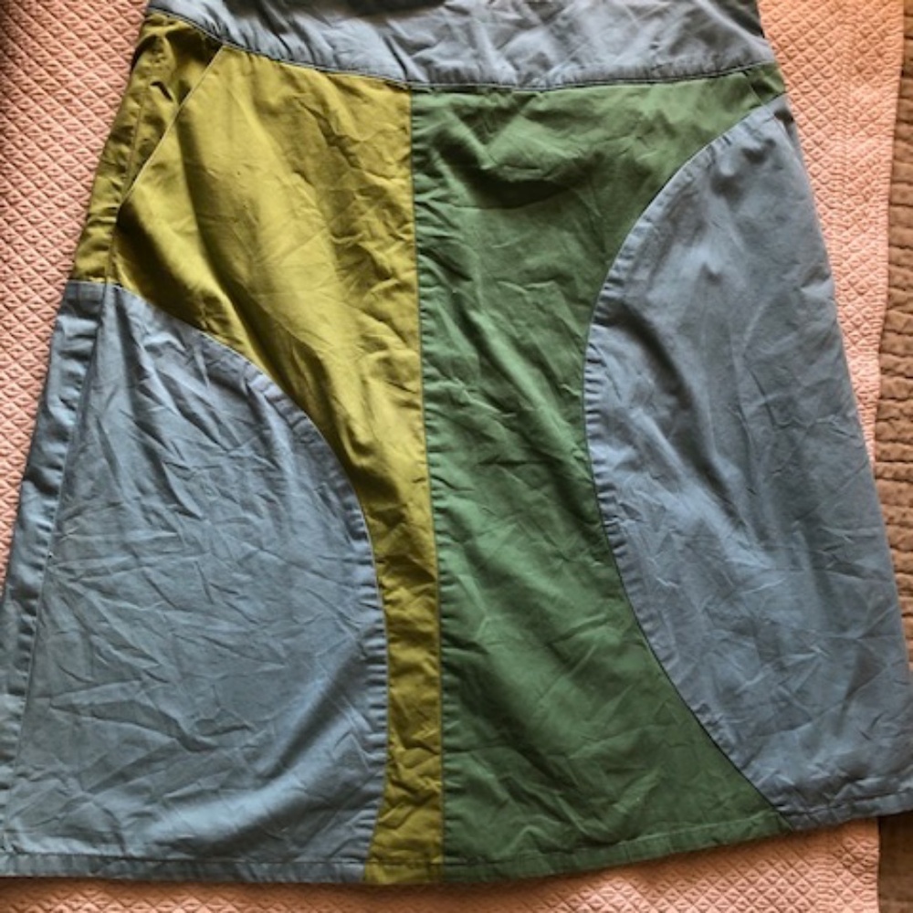 Vintage Boden blue, green, and pale yellow cotton skirt - medium
